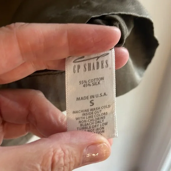 CP SHADES Sz S sage green cotton/silk tee - Picture 5 of 5